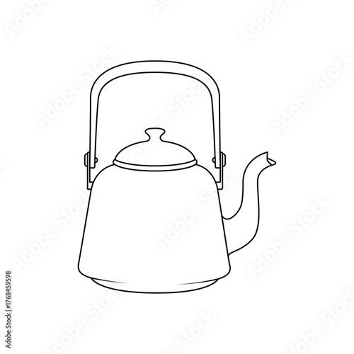 Elegant line drawing of a classic teapot with handle and spout. Perfect for tea shop branding, kitchen decor, or minimalist illustration projects.