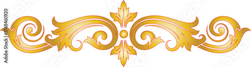 An ornate golden flourish design symmetrical and decorative for borders or frames