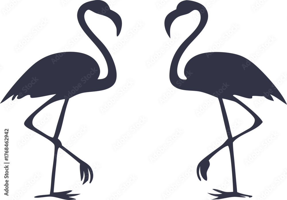 Obraz premium Two flamingo silhouette