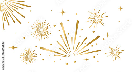 Golden Fireworks and Starbursts Festive Elements for Celebrations and Special Occasions