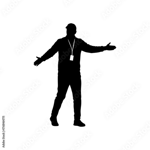 Male coach silhouette vector flat illustration design.