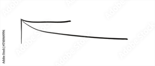 Black brush stroke arrow symbol on white background with transparent background mark sign