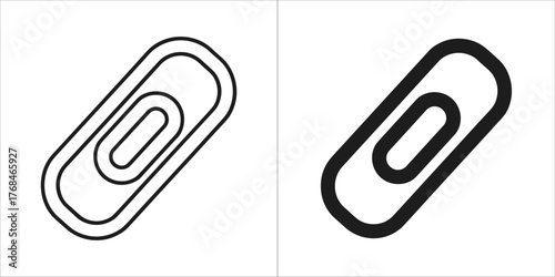 Two paperclip icons, one outline and one filled