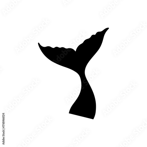 Black mermaid tail silhouette vector flat illustration design.