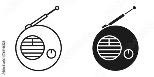 Radio icon in outline and solid black