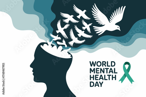Freedom from Burden Vector Illustration for World Mental Health Day Awareness