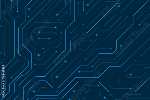 Technology web banner, circuit blue board texture on dart background, innovation futuristic processor pattern, chip tech backdrop