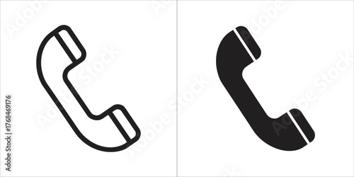 Two icons representing a telephone receiver, one outlined and one solid