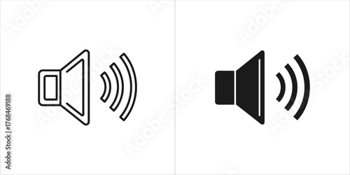 Two speaker icons, one outline and one filled