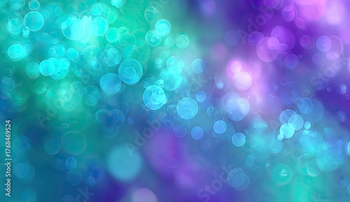 Luminous abstract background with teal and purple bokeh effects