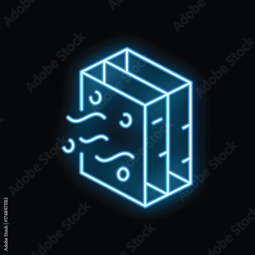 Neon blue air purifier cleaning the air with ionizer technology for home and office