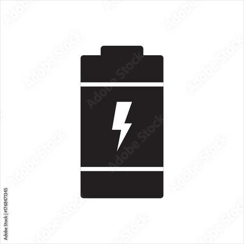 Battery charge icon. Battery with lightning bolt, perfect for charging, electronics, and UI indicators.