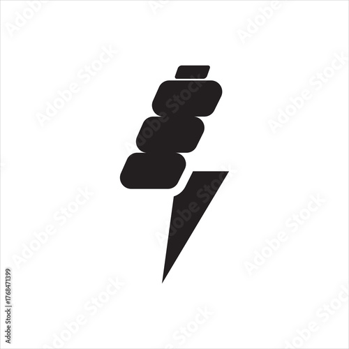 Lighting bolt emblem icon. Vertical bolt icon, suited for electricity, power, speed, and tech visuals.