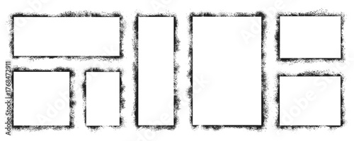 Grunge graffiti stencil frames, rectangles and squares spray paint borders, graffiti spraypaint, splatter ink shapes, airbrushing banners - vector