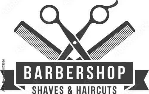 Barbershop haircuts shaves logo vector design template for hair salon business