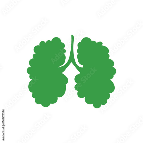 Green leaf lungs icon vector. Eco lungs made of leaves symbolizing clean air and nature care.