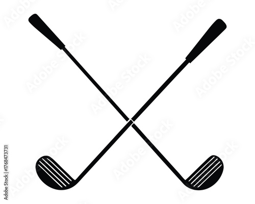 Golf clubs crossed isolated on white background for sports activity