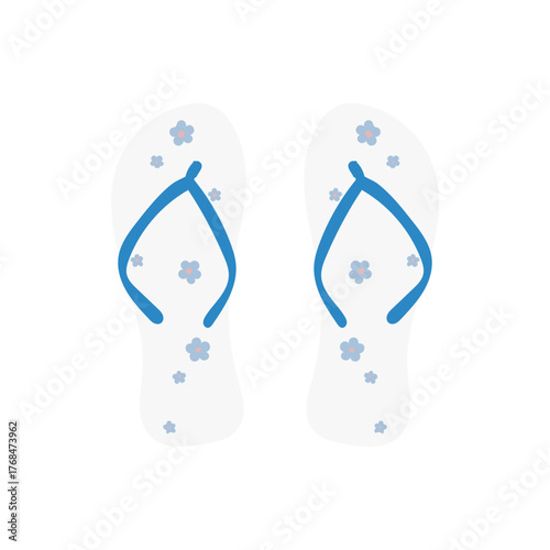 Flip flop beach sandal icon. Pair of floral flip flops. great for beach, summer, vacation, resort, and travel designs.