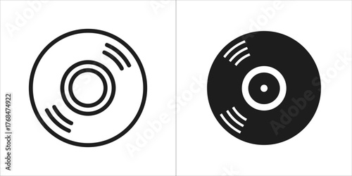 Two vinyl records, one black and one outline