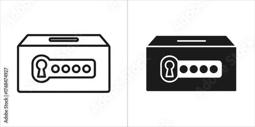 Two safe boxes, one black and one outline