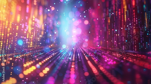 Futuristic Abstract Digital Data Flow Background with Vibrant Colorful Streams Design