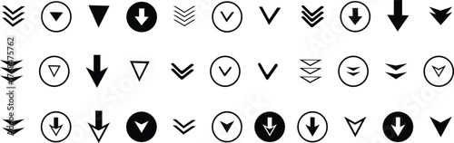 Down arrow vector icon set. Arrow icons set. Arrow collection.