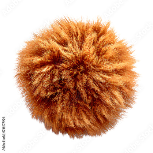 Brown Stylish fluffy ball of fur isolated on transparent background