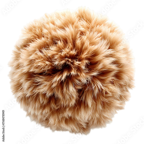 Brown Stylish fluffy ball of fur isolated on transparent background