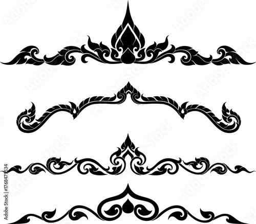 Thai art Border Ornament Set Perfect for invitation cards luxury packaging and decorative graphic design