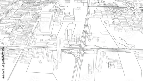 Urban Wireframe Cityscape