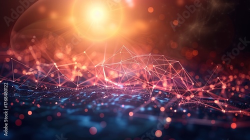 Futuristic Abstract Internet Background with Flowing Digital Data and Cyber Connections