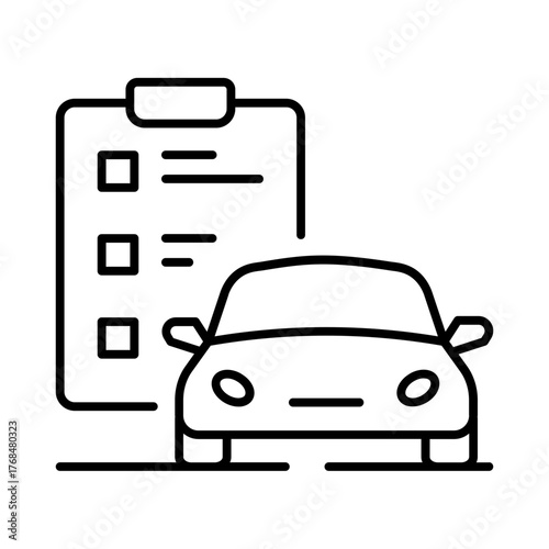 Car with checklist symbolizing car inspection.