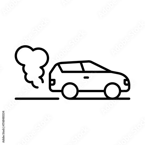 Car emitting smoke indicating engine overheating or damage.