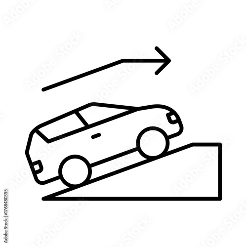 Car driving uphill symbolizing torque power or hill assist.
