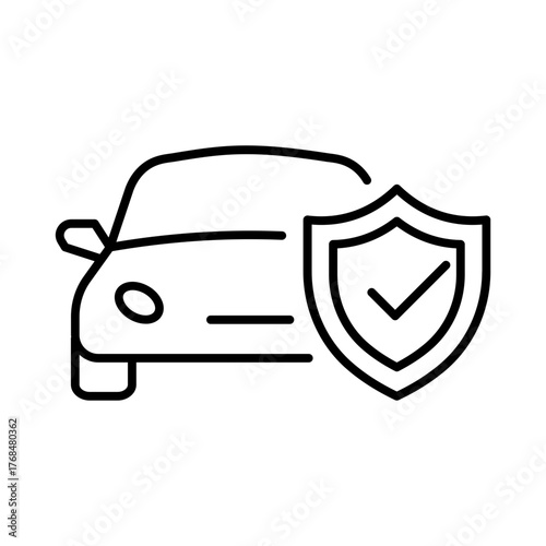 Car with shield symbolizing car insurance or vehicle protection.