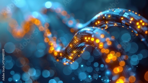 Fast Data Flow Captured in Close-Up Cables with Glowing Digital Streams