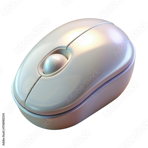 Sleek wireless mouse with scroll wheel and ergonomic design isolated on high quality 3d rendering icon