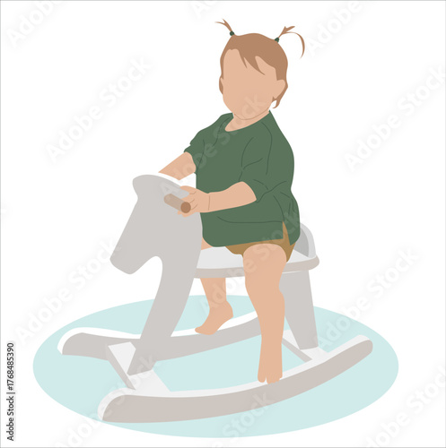 children riding a toy horse,children riding a toy horse