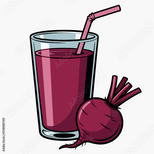 Freshly squeezed beet juice in a glass with a whole beet