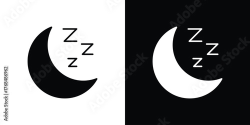 Zzz icon in solid silhouette set. Vector Illustration.