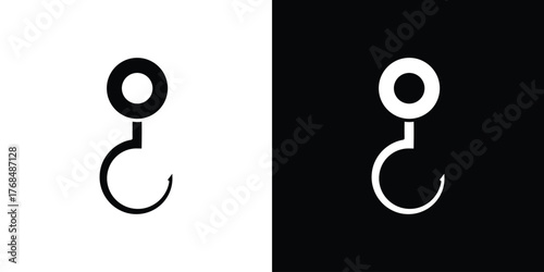 Winch hook icon in solid silhouette set. Vector Illustration.