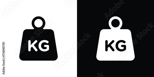 Weight icon in solid silhouette set. Vector Illustration.