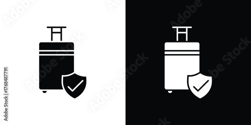 Travel insurance icon in solid silhouette set. Vector Illustration.