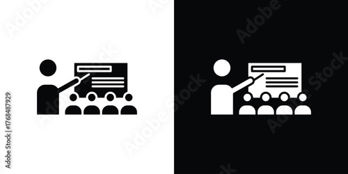 Training icon in solid silhouette set. Vector Illustration.