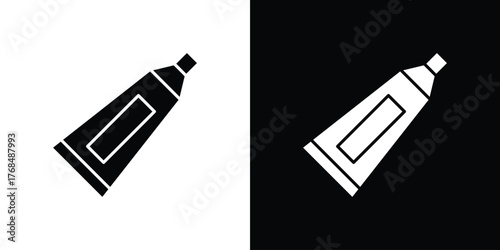 Toothpaste tube icon in solid silhouette set. Vector Illustration.