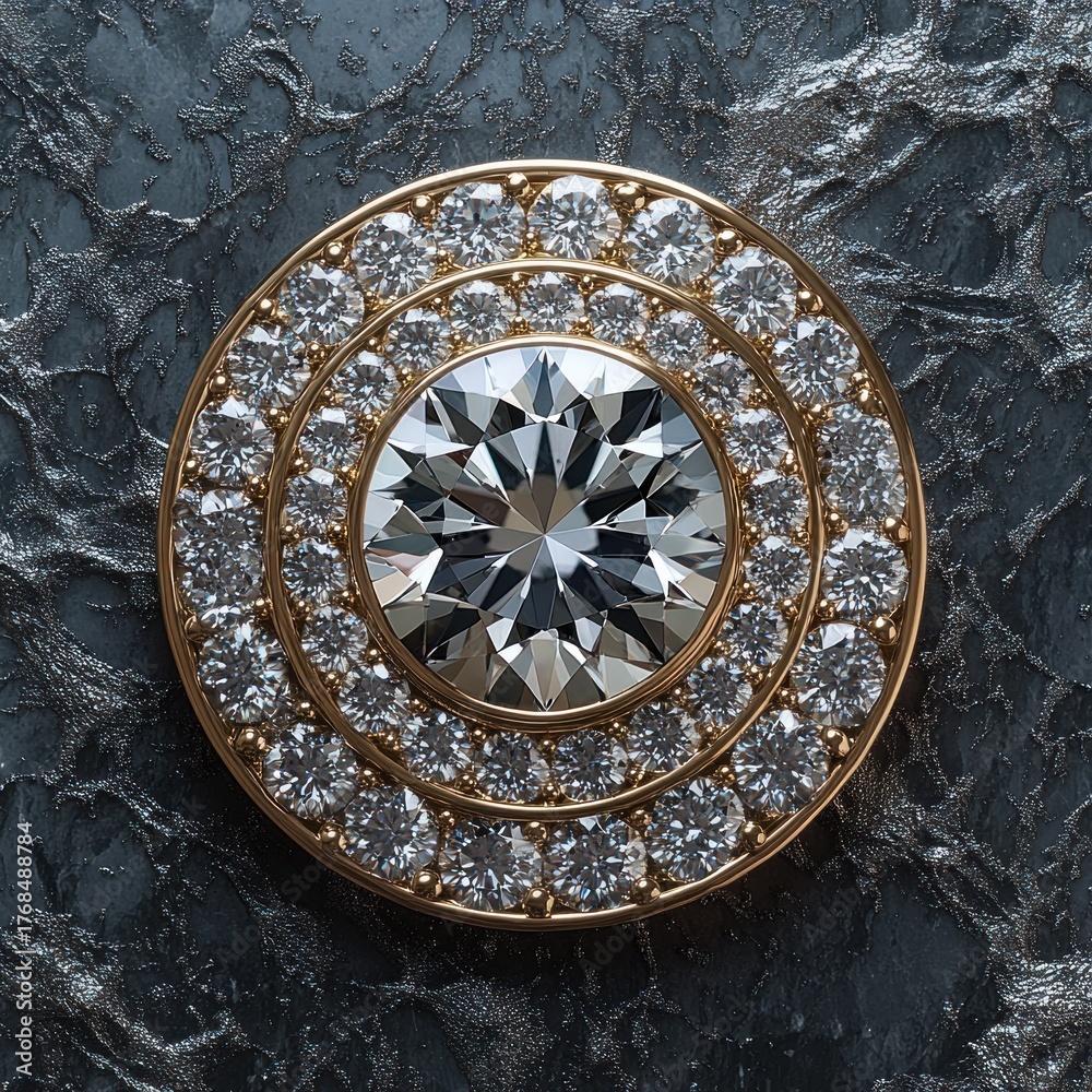 Obraz premium A stunning pendant sparkles with radiant diamonds in a luxurious circular design