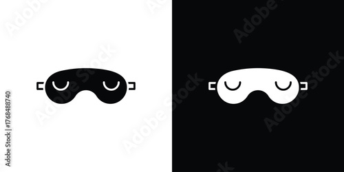 Sleeping mask icon in solid silhouette set. Vector Illustration.