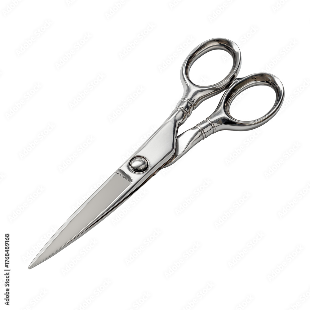 Obraz premium Stainless steel scissors with sharp blades cut out