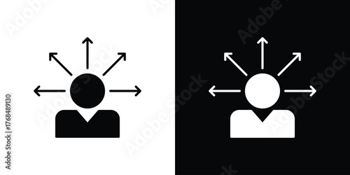 Self awareness icon in solid silhouette set. Vector Illustration.