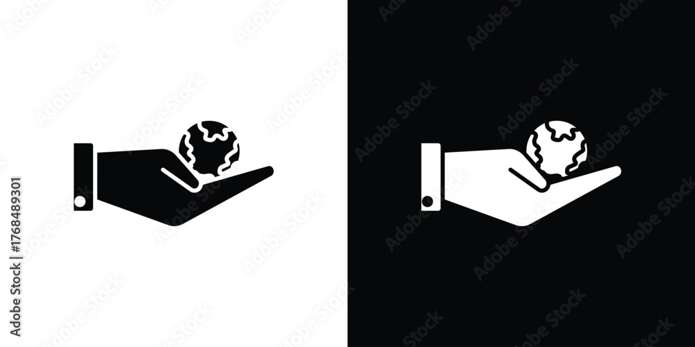 Obraz premium Save environment icon in solid silhouette set. Vector Illustration.